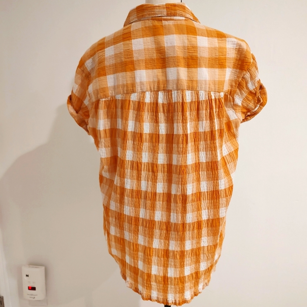 Sundance Lorna Camp Shirt Crinkle Fabric White Roll Sleeve Ruched … - Picture 6 of 11
